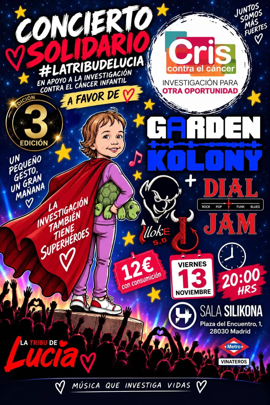 CONCIERTO SOLIDARIO: Cris Contra El Cáncer – Garden Kolony + Dial Jam + Illok-tse